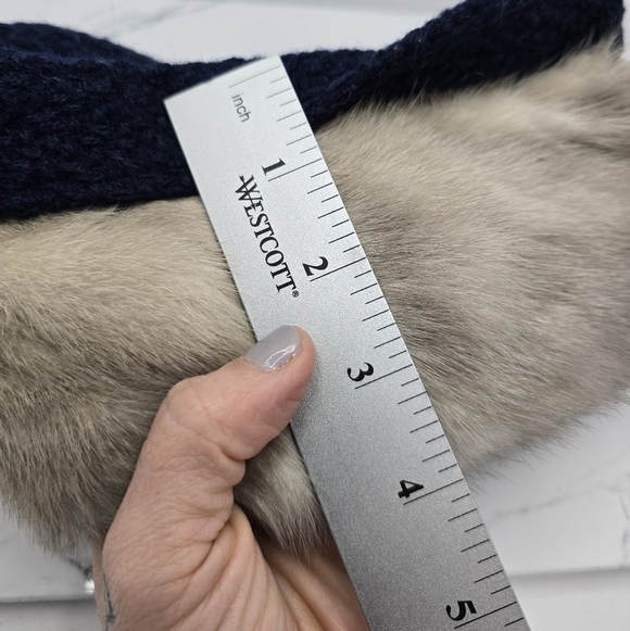 vintage 60's | navy blue cream real fur maximalist detachable collar unisex - Picture 8 of 10